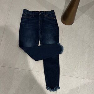 7 For All Mankind Dark Blue Frayed Hem ankle skinny jeans Size 26